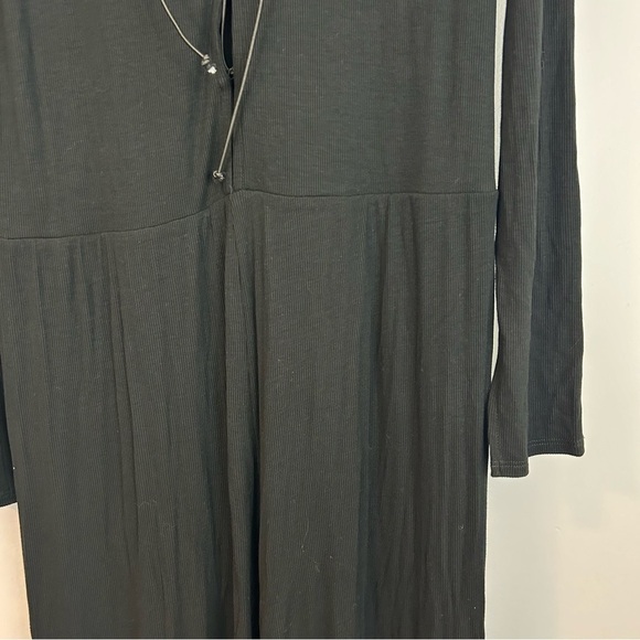 NWT LNA Kayla Black Ribbed Lace Up Long Sleeve Jumpsuit/Pantsuit Size 2X - Picture 10 of 11